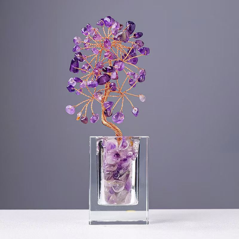 Natural Crystal Money Tree Ornament for Wealth & Prosperity