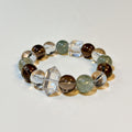 12mm-Natural Green Rutilated Quartz Crystal Bracelet, Smoky & Clear Quartz Gemstone, Grounding & Wealth Manifestation Talisman