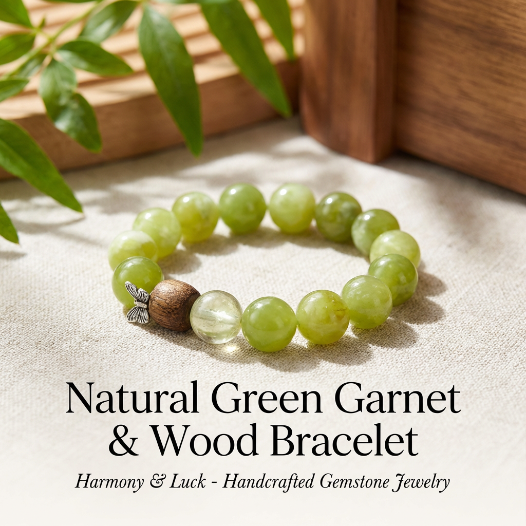 14mm Green Xiuyan Jade Crystal Bracelet, Natural Lemon Quartz & Scented Agarwood Healing Jewelry, Abundance & Stress Relief Talisman for Women