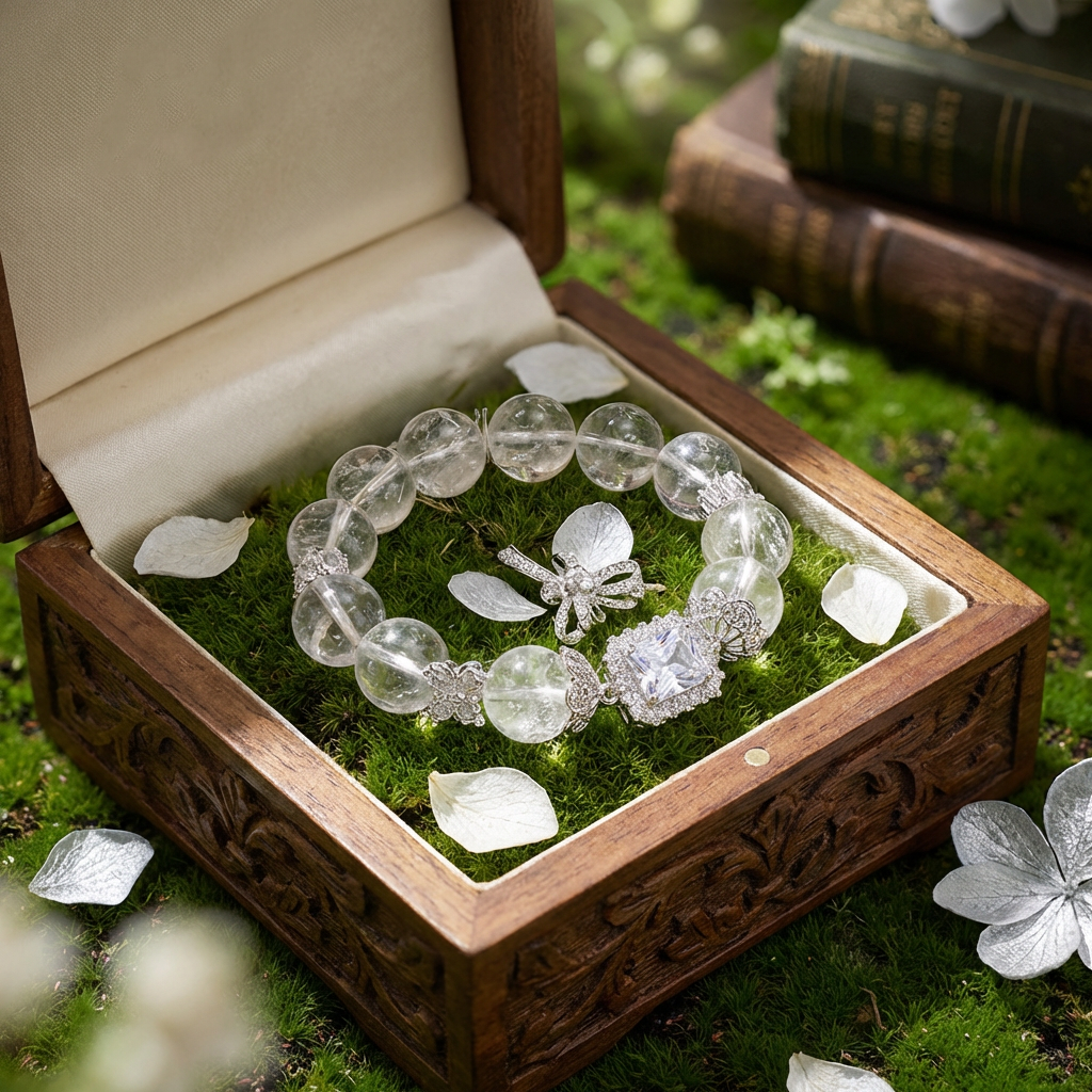 14mm-Natural White Azerite Azeztulite Clear Quartz Bracelet for Women, Aesthetic Butterfly Charm Healing Crystal, Spiritual Awakening & Light Luxury Gift