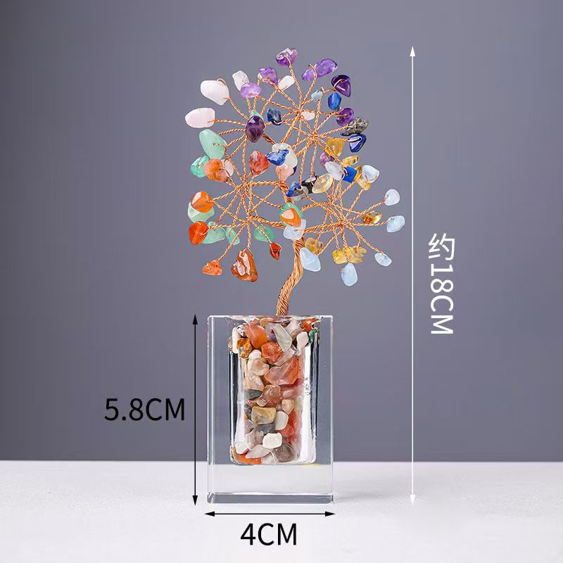 Natural Crystal Money Tree Ornament for Wealth & Prosperity