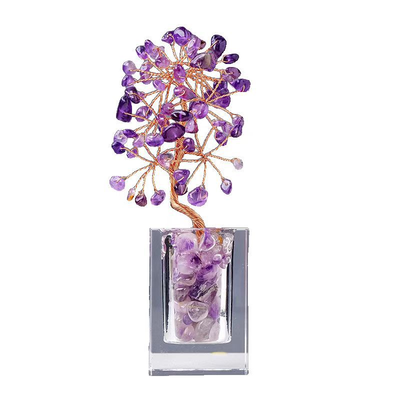 Natural Crystal Money Tree Ornament for Wealth & Prosperity