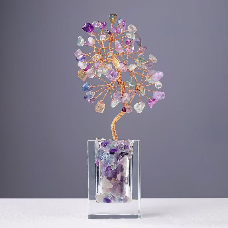 Natural Crystal Money Tree Ornament for Wealth & Prosperity
