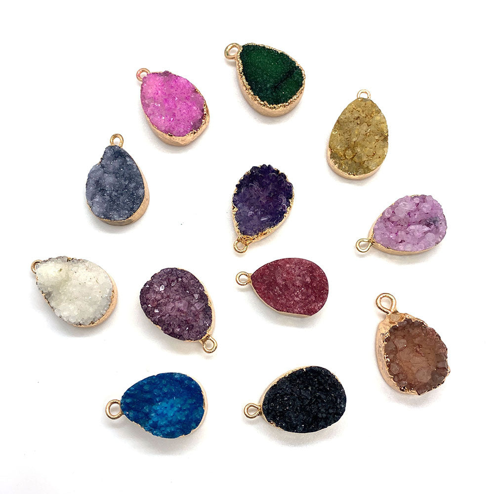 Natural Stone Drop-shaped Multicolor Crystal Bud Pendant