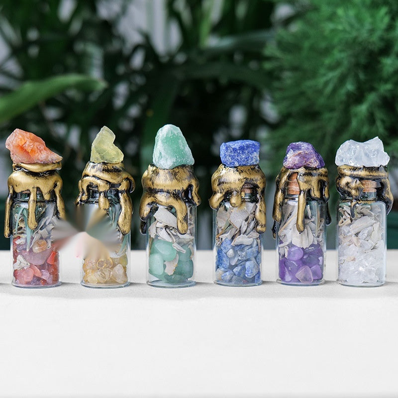 Natural Colorful Gravel Wishing Bottle Decoration Crystal Degaussing Stone