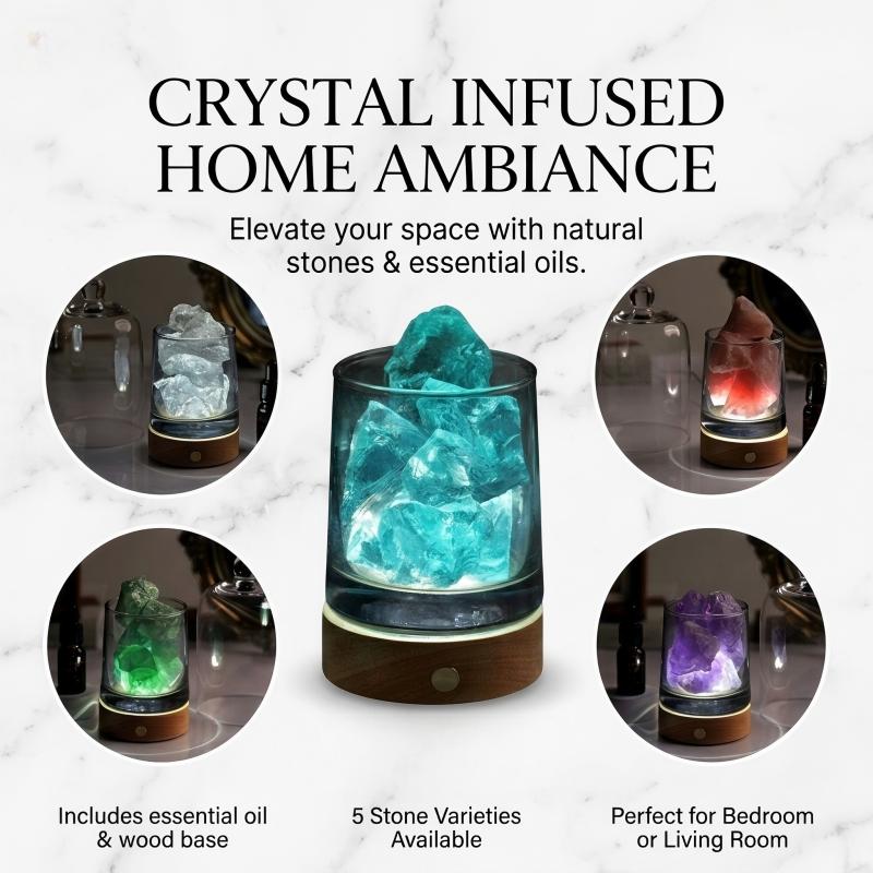 Natural Crystal Aroma Diffuser Ornament, Rechargeable Fragrance Stone Decor