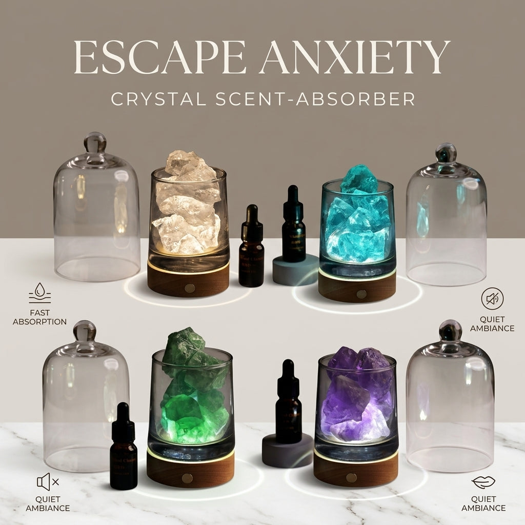 Natural Crystal Aroma Diffuser Ornament, Rechargeable Fragrance Stone Decor
