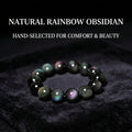 Natural Black Rainbow Eye Obsidian Crystal Bracelet, Healing Gemstone Jewelry for Men & Women, Spiritual Shield, Stress Relief & Protection Talisman