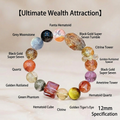 12mm Natural Crystal Bracelet for Abundance, Black Gold Super Seven, Golden Rutilated, Citrine, Hematoid Quartz Chakra Healing Jewelry
