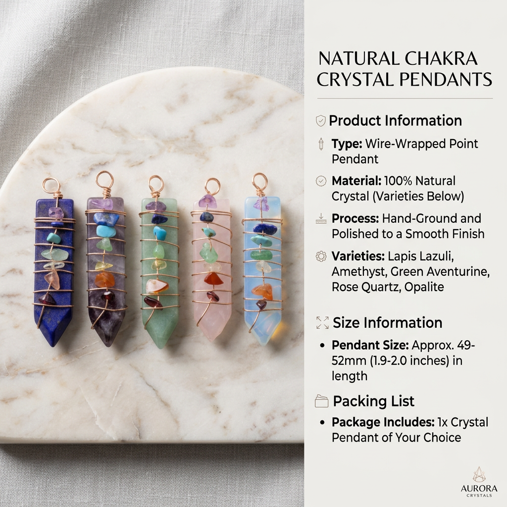 7 Chakra Crystal Point Necklace, Copper Wire Wrapped Healing Stone Pendant, Natural Amethyst Rose Quartz Lapis Wand Jewelry, Spiritual Alignment Amulet, Rainbow Gemstone Gift